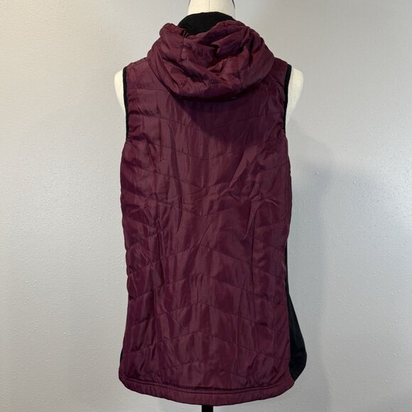 Lilac Bloom Womens Size L Burgundy Quilted Hooded Puffer Vest Full Zip Pockets - Picture 2 of 16
